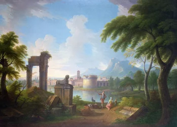 Mountainous River Landscape with the Tomb of Cecilia Metella and the Campanile of Campovaccino